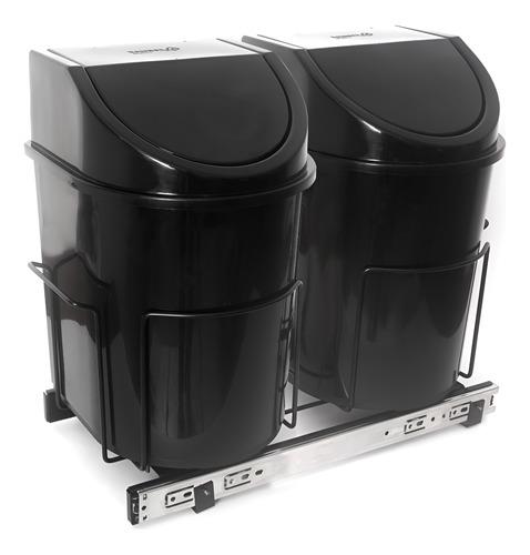 Lixeira Ecológica De Base 2487 24l Com Trilhos Preto