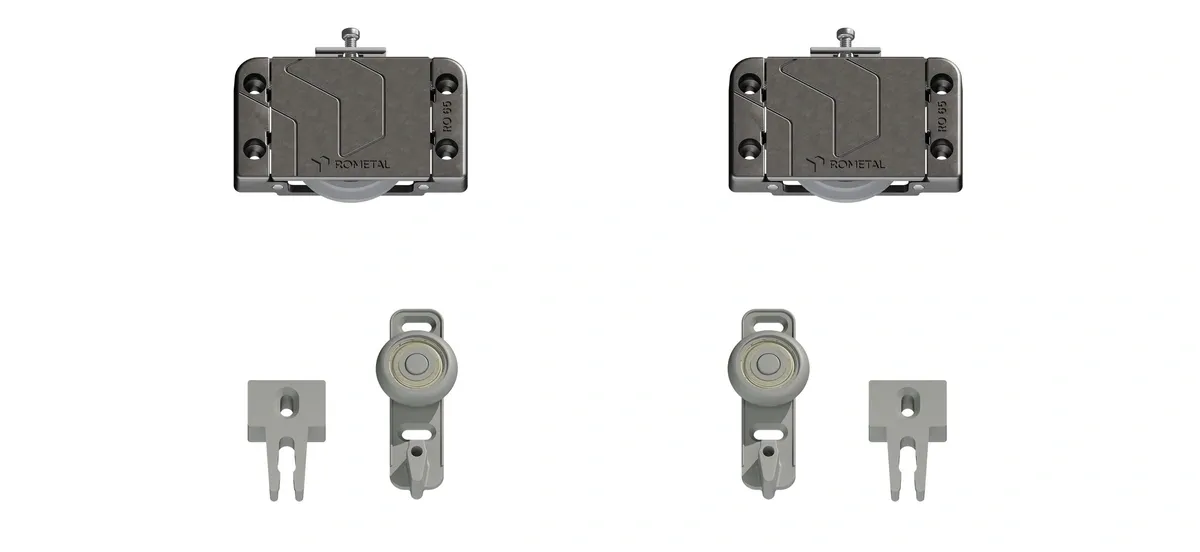 Kit Roldanas Sistema Deslizante RO 654013 SL Chumbo (60 Kg) para 01 Porta - Rometal