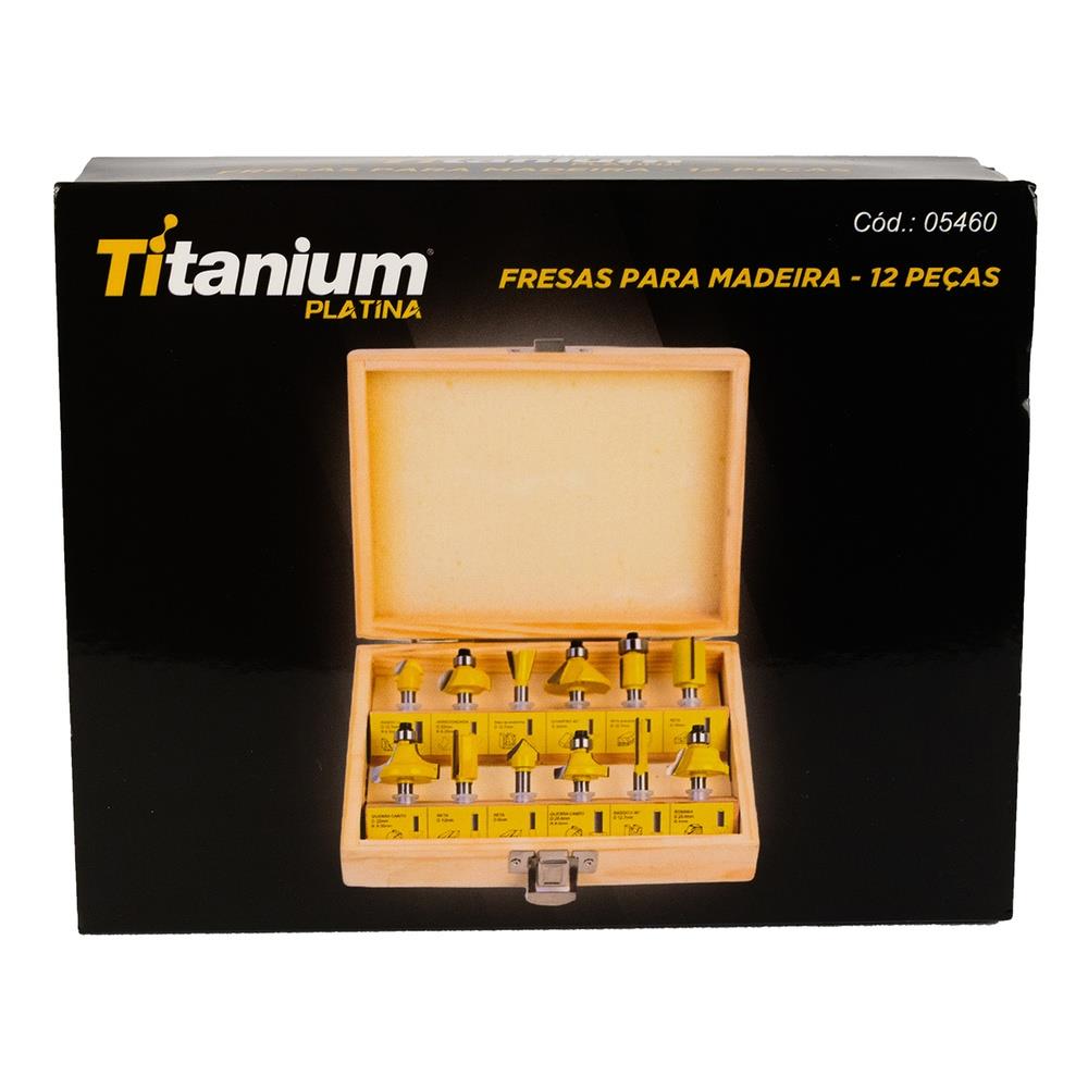 Conjunto Fresas Para Tupia Madeira 12 Peças Titanium 05460