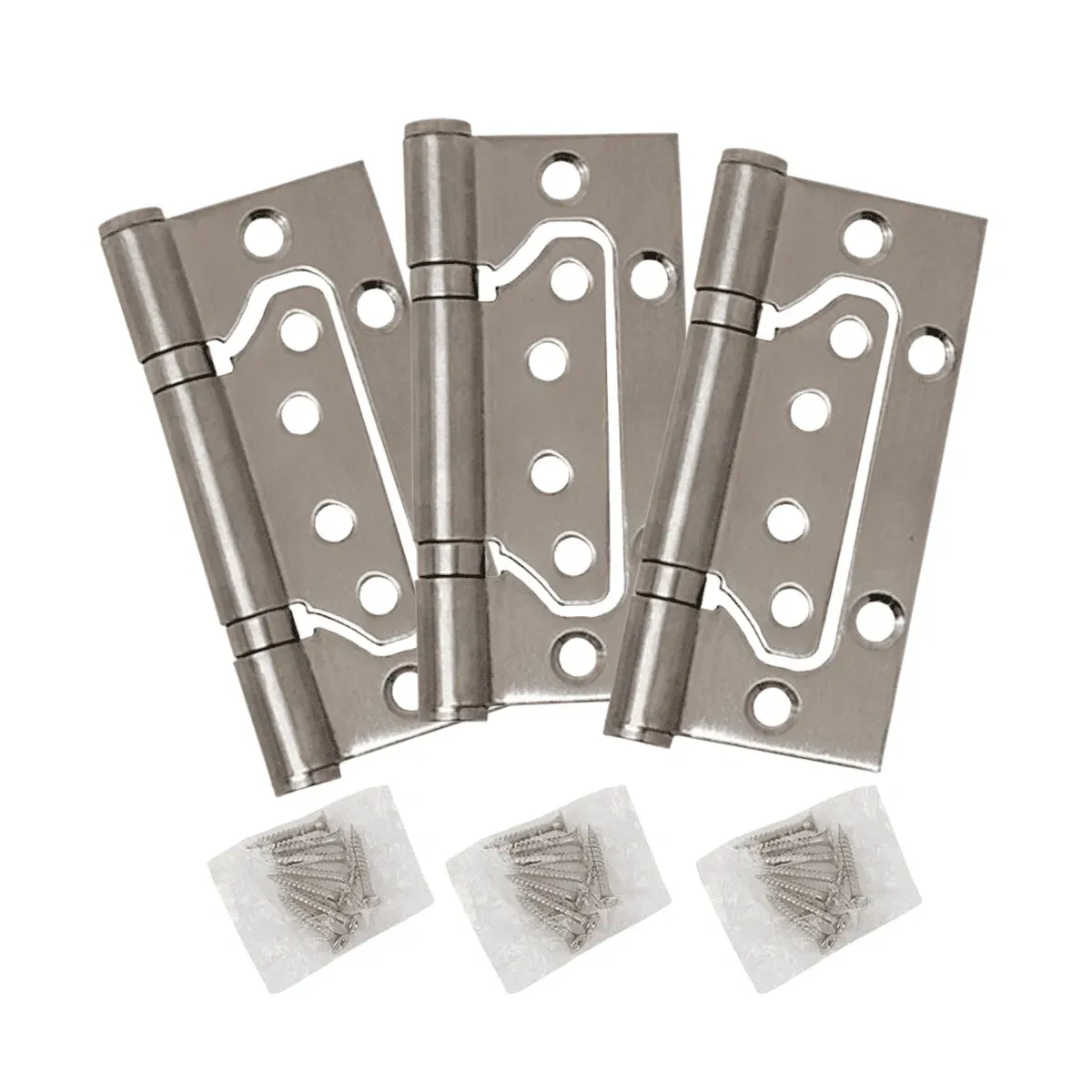 Dobradiça 55039 4x3 Abas Embutir Inox Escovado 3 Peças