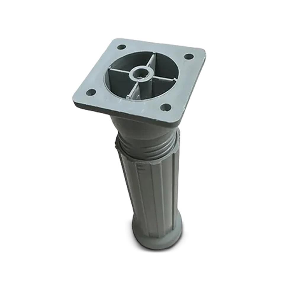 Pé Para Moveis Regulável E De Plástico 4 Furos 100mm Cinza