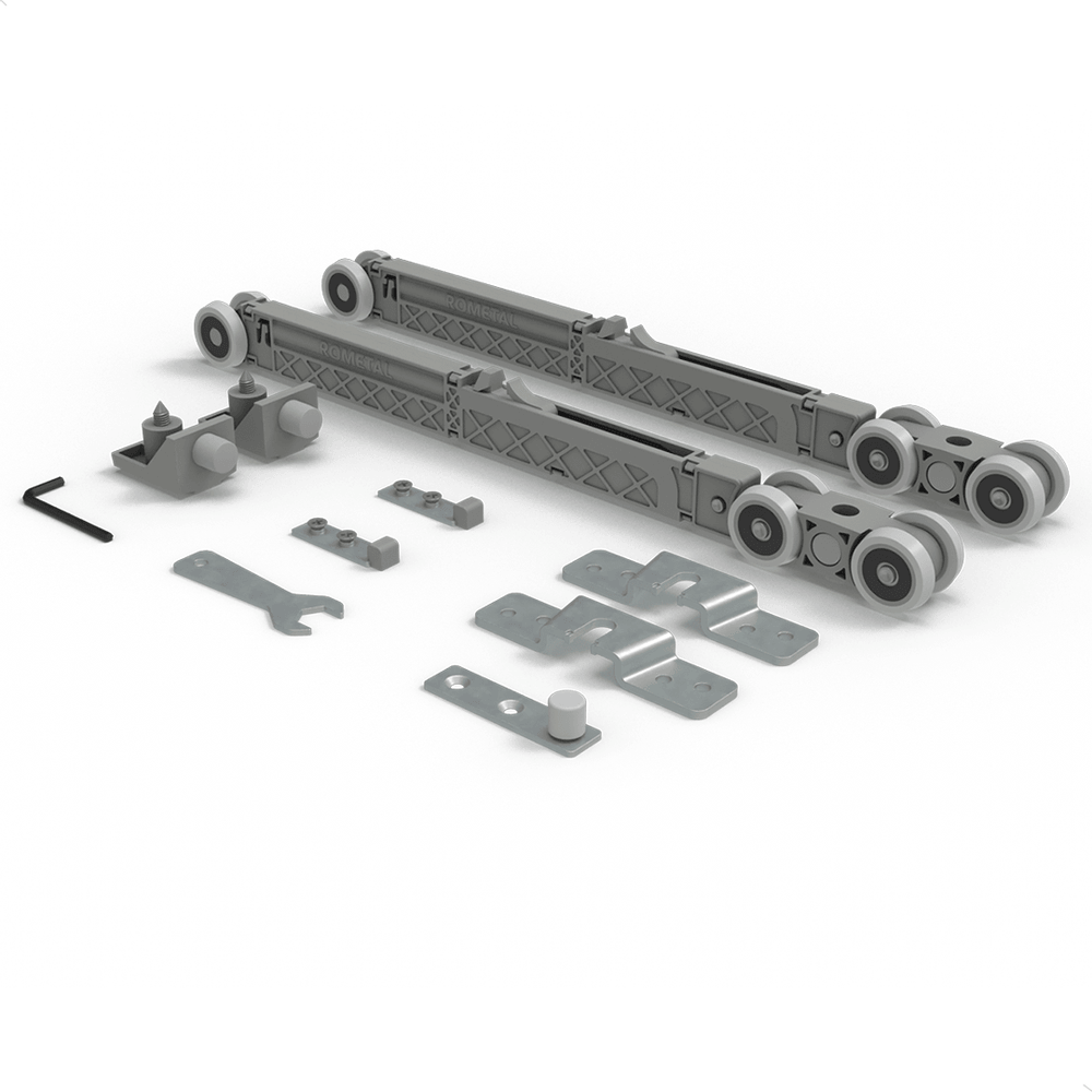 Sistema Deslizante RO 82 TOP (40 a 80 Kg) para Portas de Madeira Kit para 01 Porta Rometal