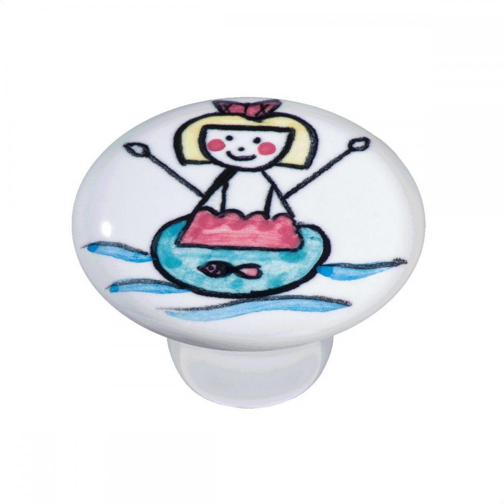 Puxador IL7045 Menina Nadando Ceramica