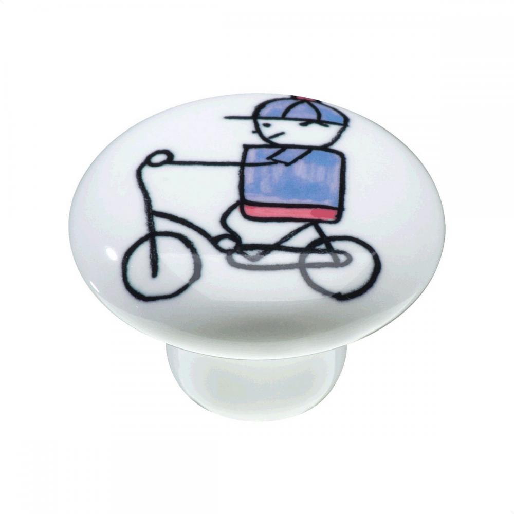Puxador Infantil Menino Bicicleta em Ceramica IL7053 37mm - ItalyLine