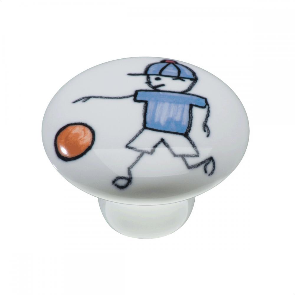 Puxador Infantil Menino Futebol em Ceramica IL7054 37mm - ItalyLine