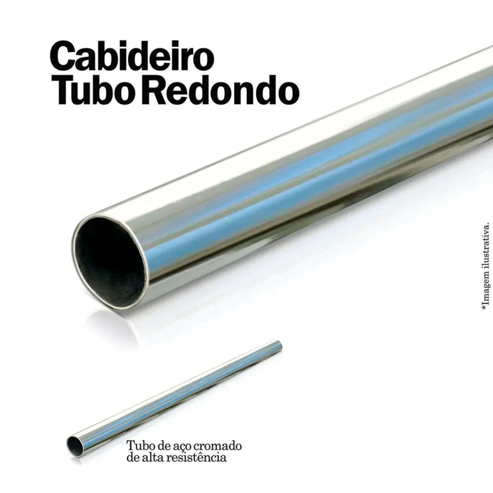Kit Tubo Cabideiro Redondo 1 Metro + Suportes