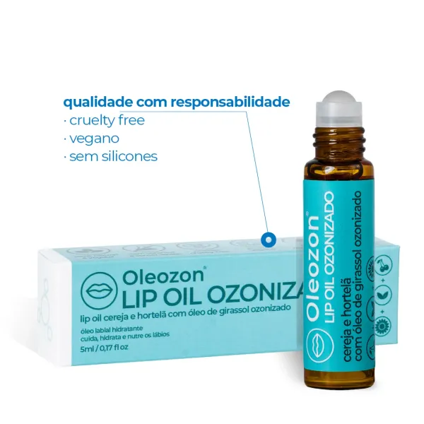 Lip Oil Ozonizado Hidratante Labial Cereja e Hortelã 5ml : Lip Oil