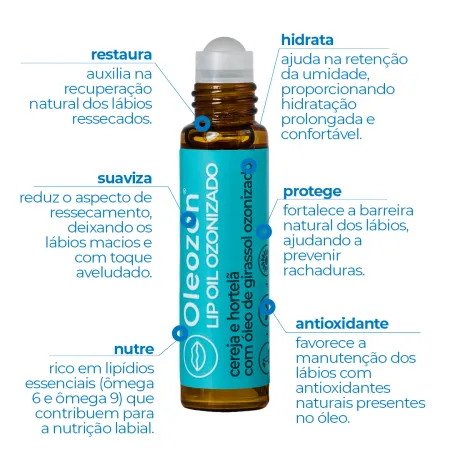 Lip Oil Ozonizado Hidratante Labial Cereja e Hortelã 5ml : Lip Oil