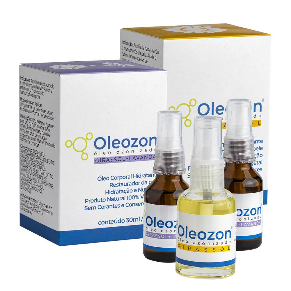 Óleo Ozonizado Kit 1 Sem Fragrância e 2 Lavanda Oleozon