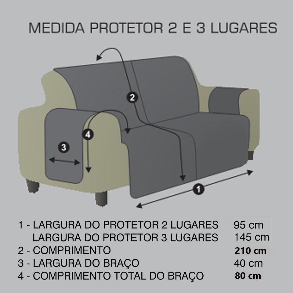 Kit Protetor sofá 2 e 3 Lugares Hedrons Pop Microfibra Taupe