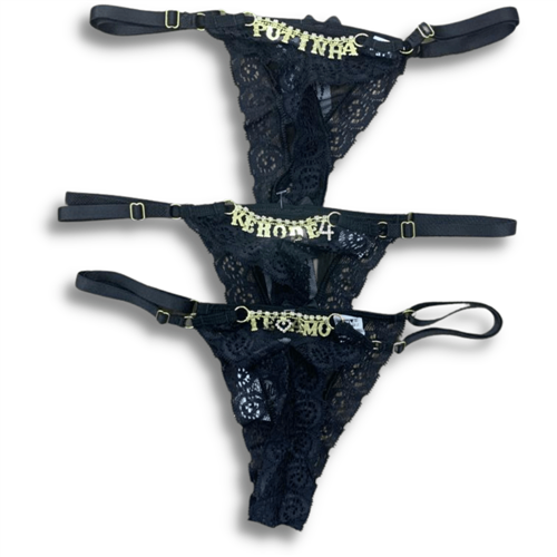 Calcinha com Frases Strass Preta : Lingerie - Calcinhas - Calcinha com  Letras : Discretta