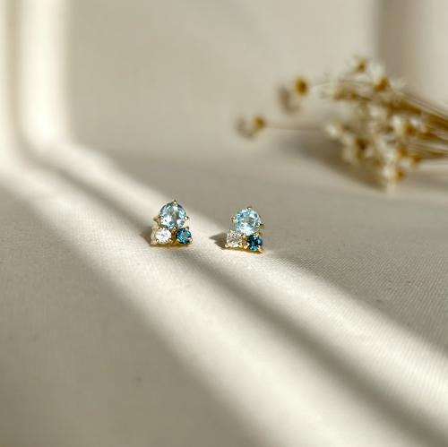 Brinco Trio de topázios em ouro 18k : Brincos : Dakesi