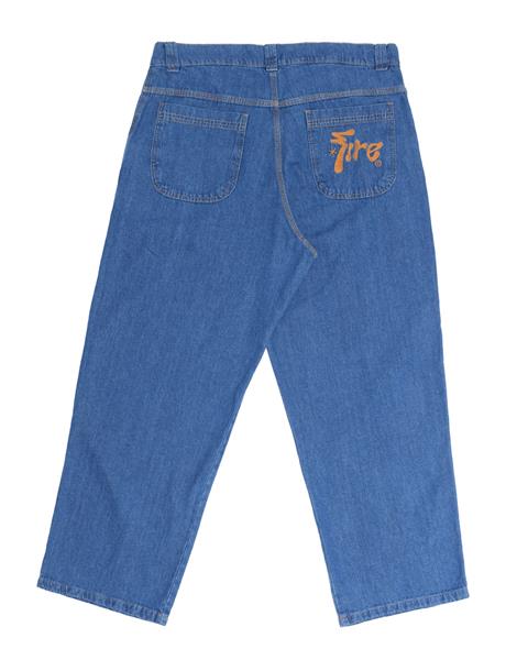 Calça Baggy Jeans Fire Reta Premium Express Logo (Azul) : CALÇAS