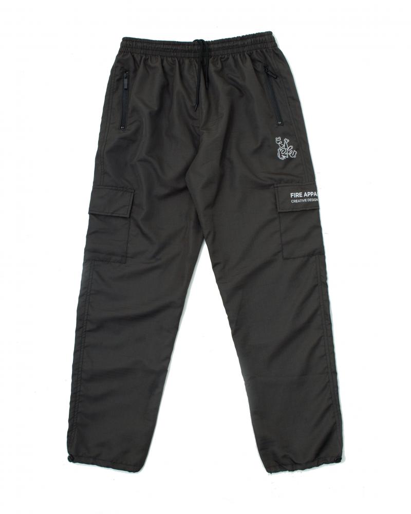 Calça Ripstop Cargo Bolso Zíper Fire Curled Letter (Chumbo