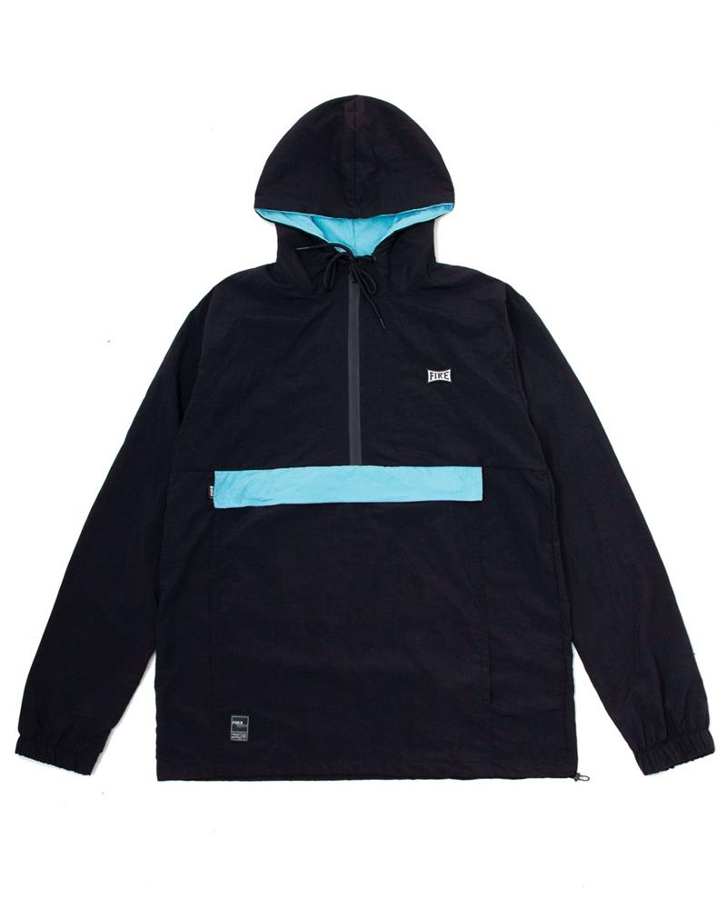 Corta Vento FIRE Anorak Taslan Square Logo (Preto/Azul Claro