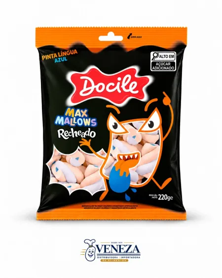 Bala Marshmallow recheada twist pinta lingua  - 12x220Gr - Caixa