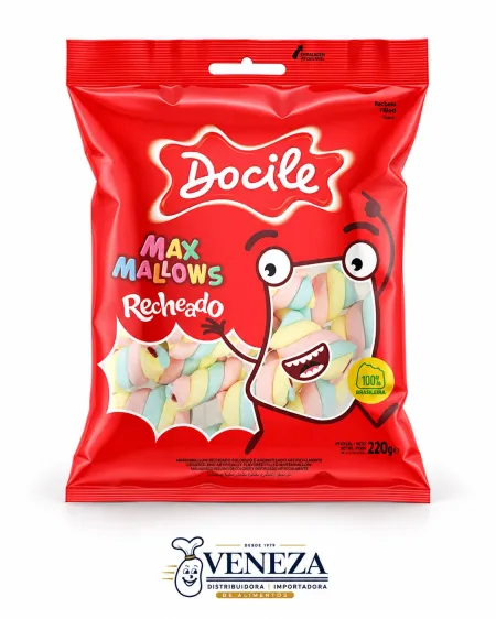 Bala Marshmallow twist color baunilha c/ morango - 12x220Gr - Caixa