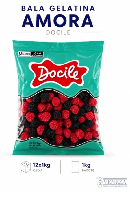 BALA GELATINA AMORAS DOCILE 12x1KG - CAIXA
