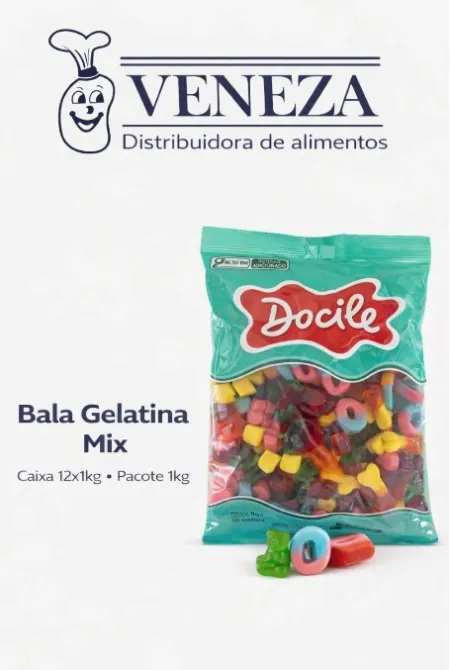 BALA GELATINA MIX DOCILE 1KG - pacote