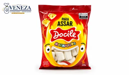 Bala Marshmallow tubo branco - 12x220Gr - Caixa