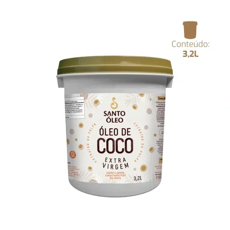 Óleo de Coco Extra Virgem Polpa (Santo Óleo)- Balde - 3,2 Lt