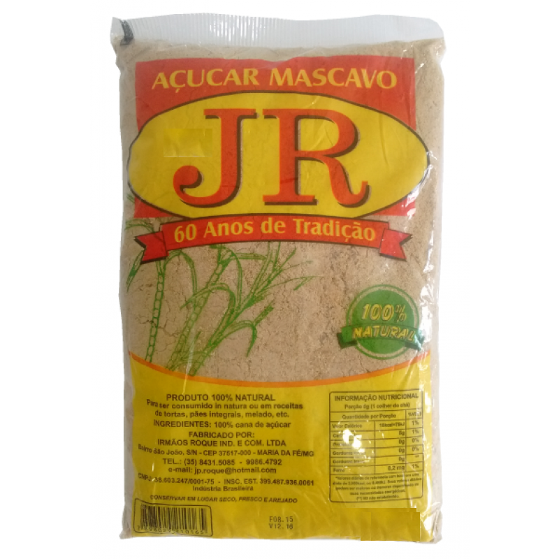 Açúcar Mascavo JR 20 x 500 gramas - Fardo 10 kg