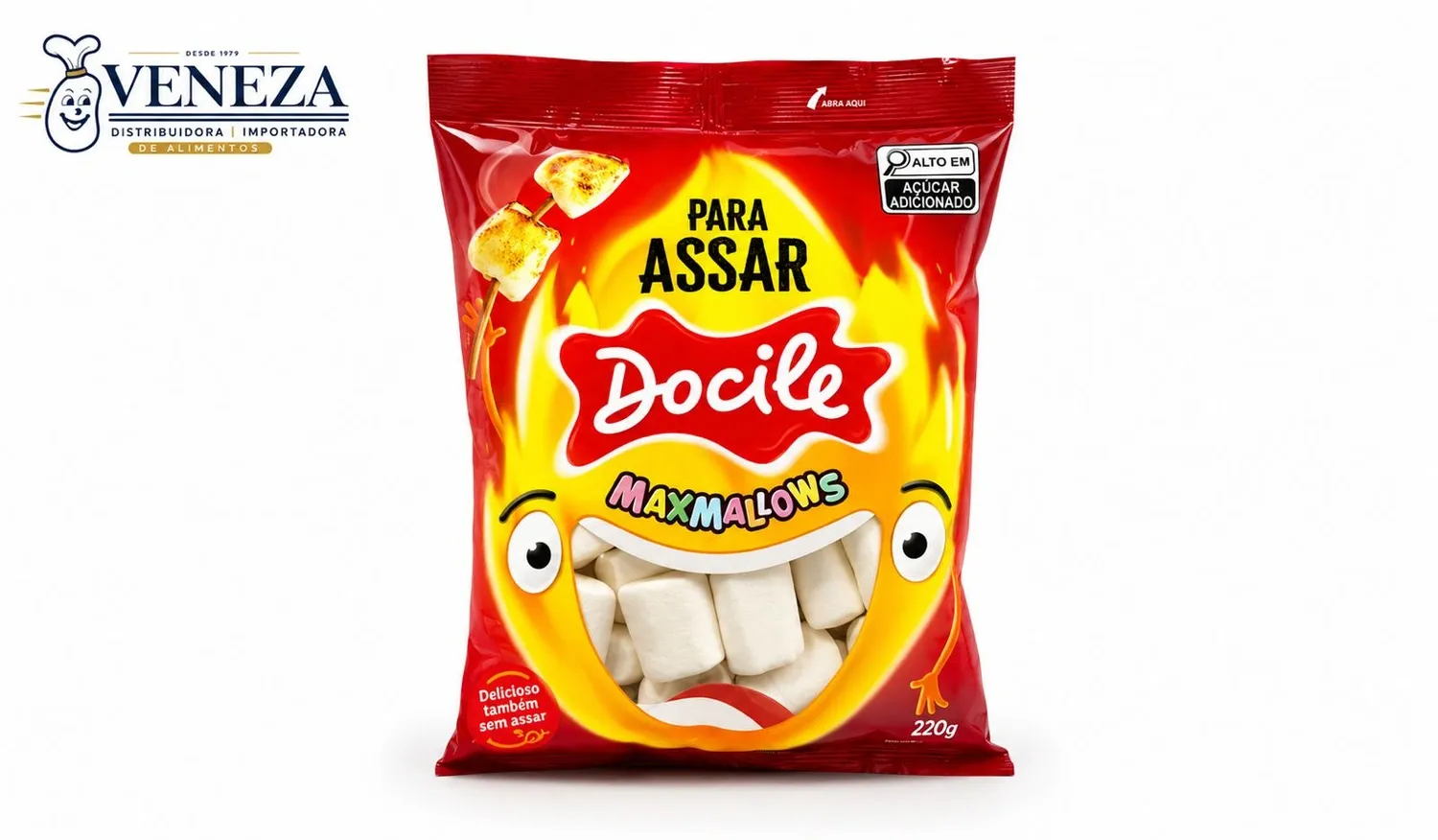 Bala Marshmallow tubo branco - 220Gr - PAcote