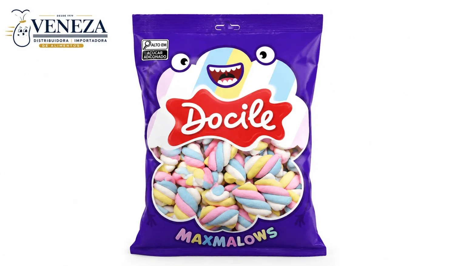 Bala Marshmallow twist color baunilha - 220Gr - PACOTE