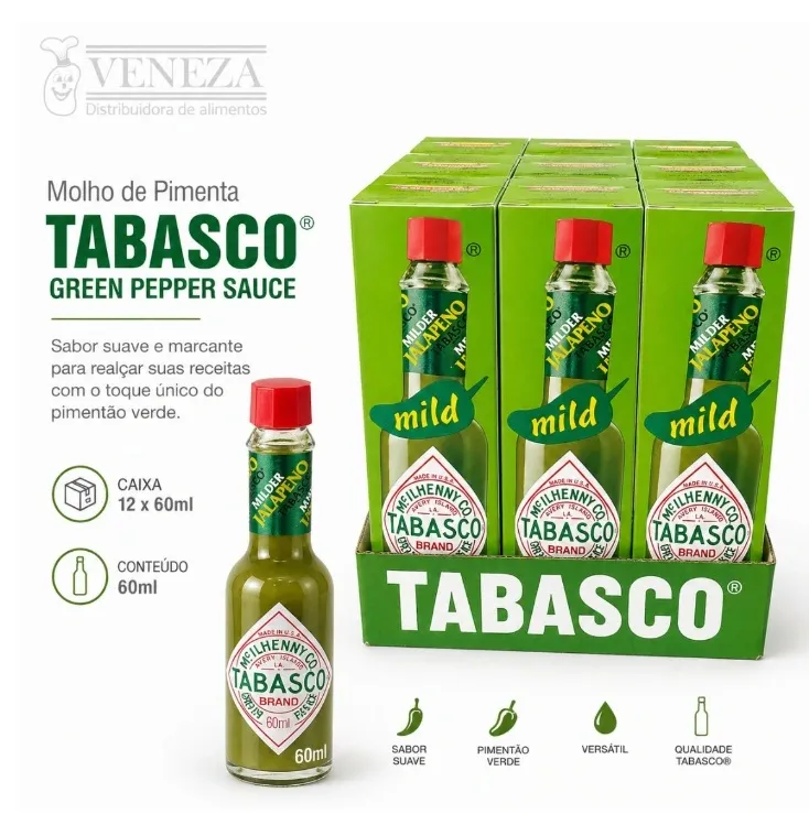 MOLHO PIMENTA TABASCO ( GREEN PEPPER SAUCE) - 12X60ML - FARDO