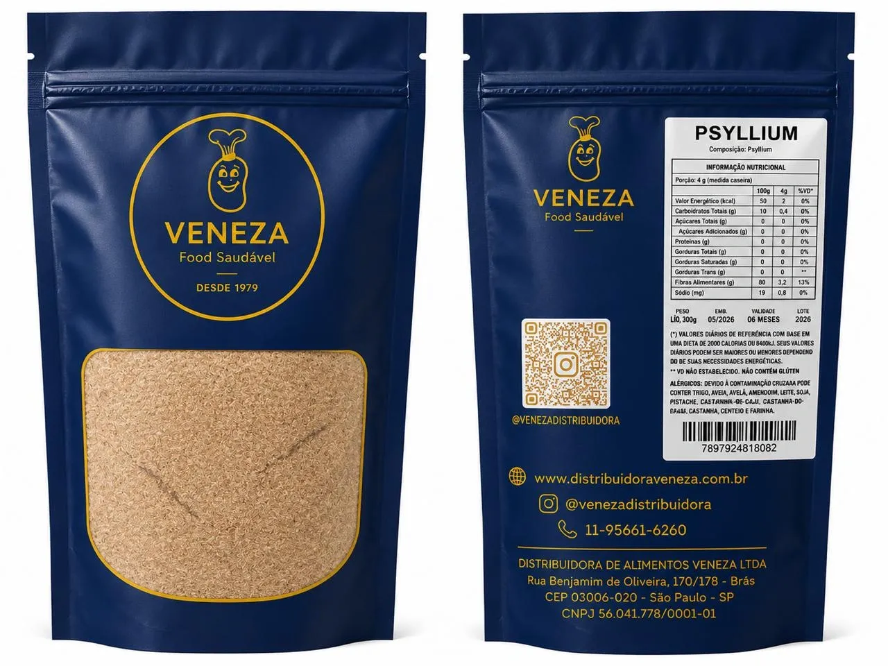 Psyllium ( Veneza Food Saudável ) 10x300 gramas - Caixa