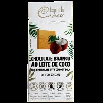 Chocolate barra de espírito cacau 33% vegano chocolate branco 80g