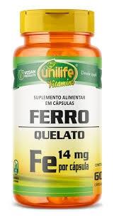 Ferro fe 500mg unilife 60 cápsulas