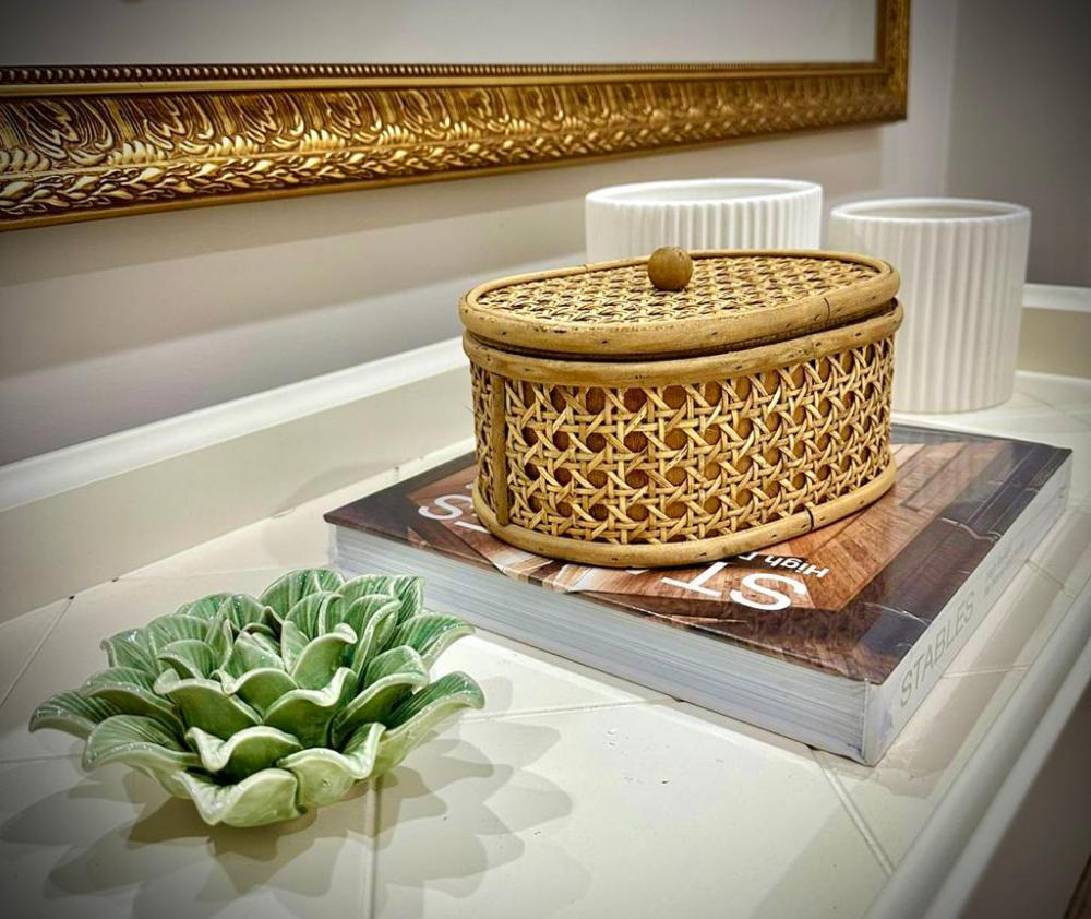 CAIXA DECORATIVA RATTAN E MADEIRA 20X15X10,5CM : DÉCOR : Maya Home
