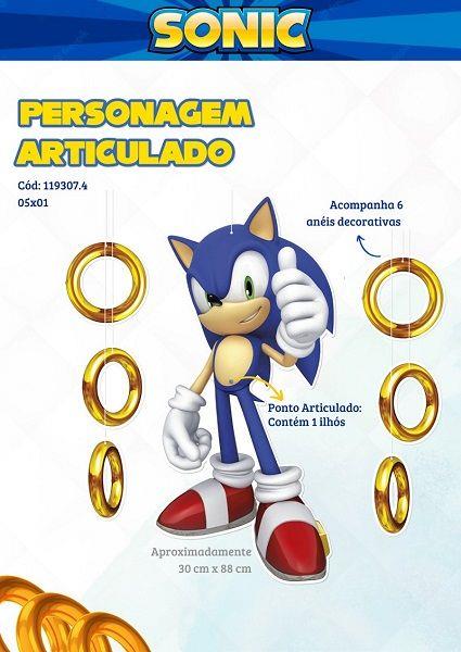 Personagem Articulado Sonic Regina Festas