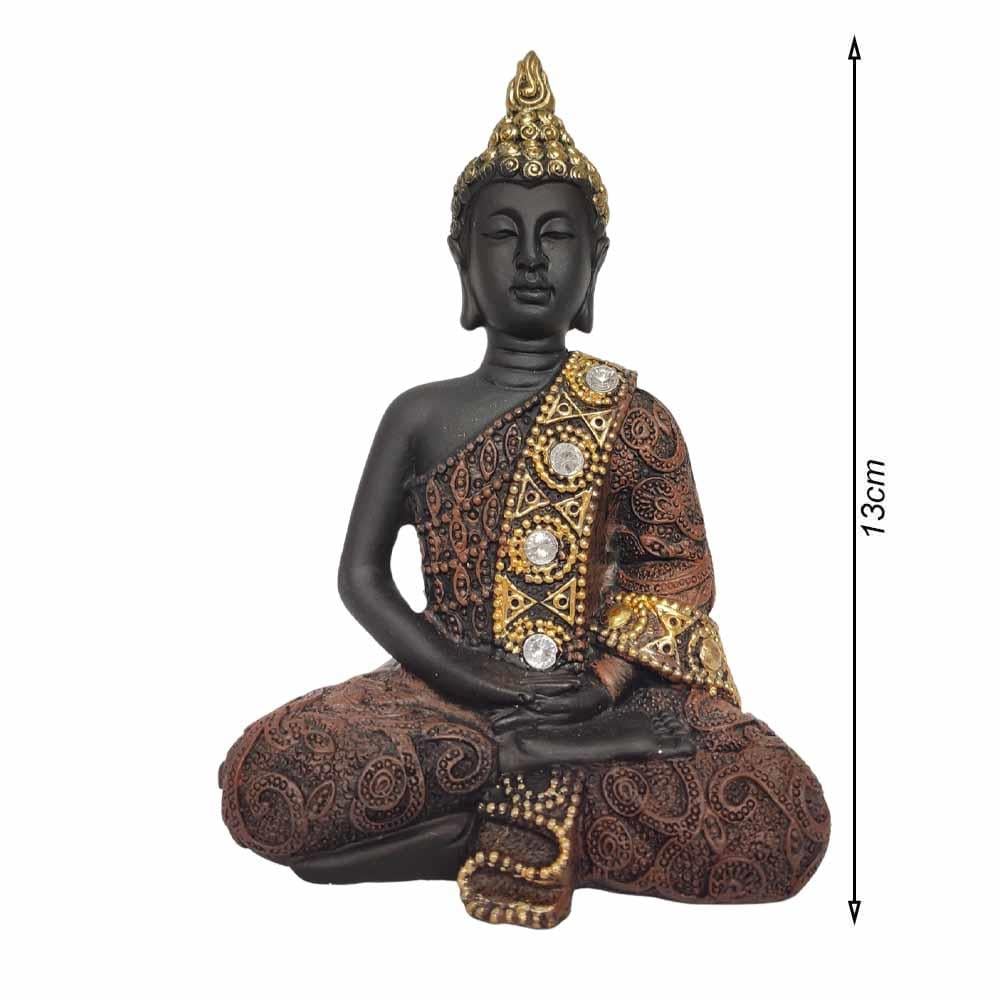 Buda Dhynana Mudra - Posição de Meio Lotus - Preto 13cm