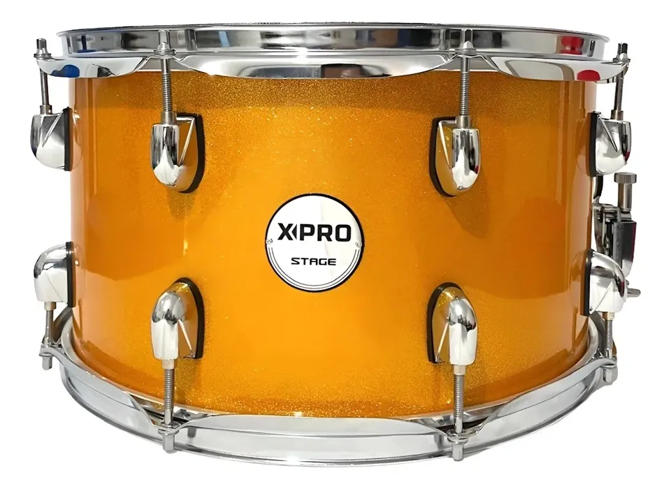 Caixa X-Pro Stage Orange Sparkle 14x8 com bag Super Luxo Pele Uno
