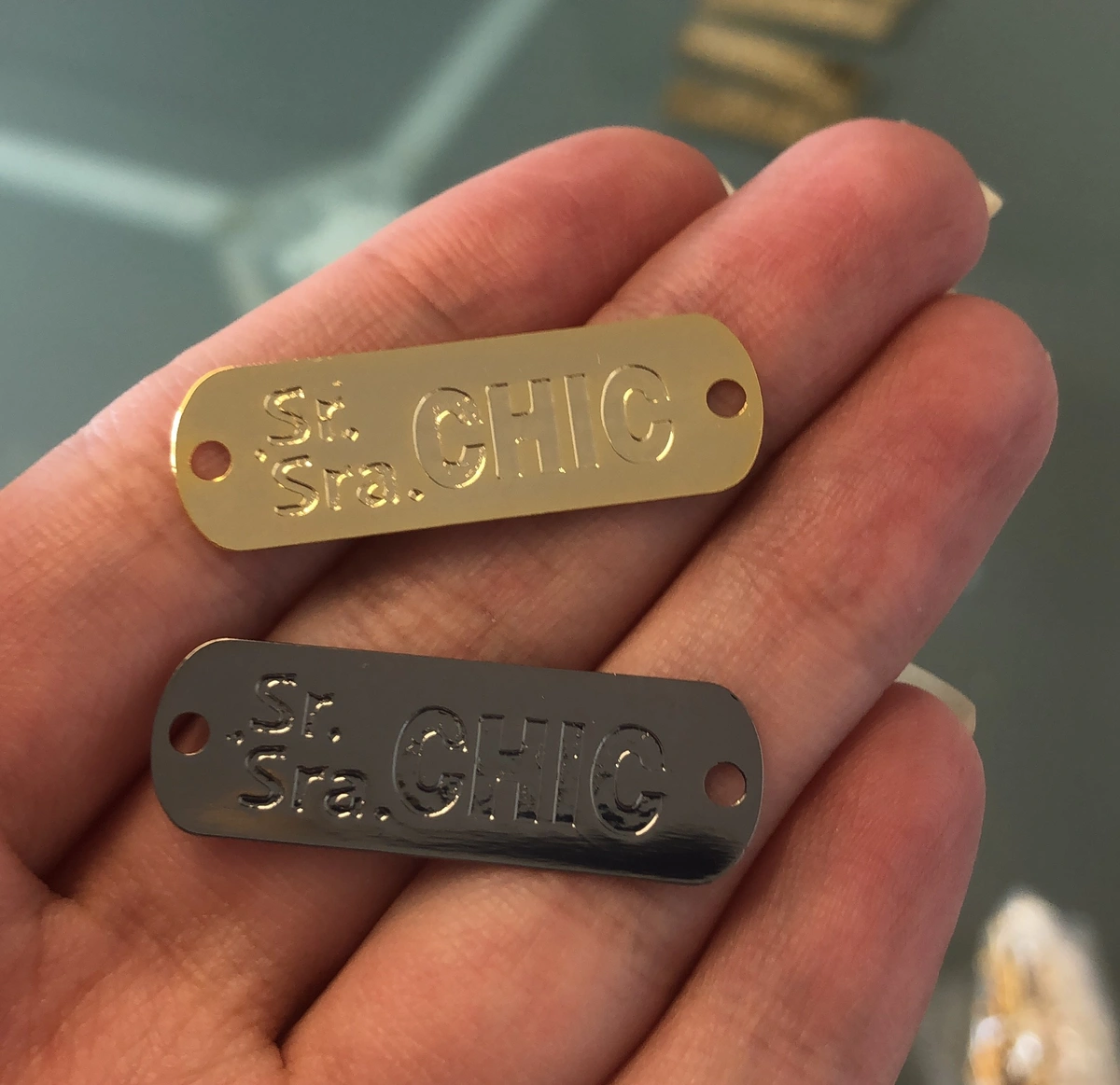Etiqueta Chapa de Metal 3,5x1cm