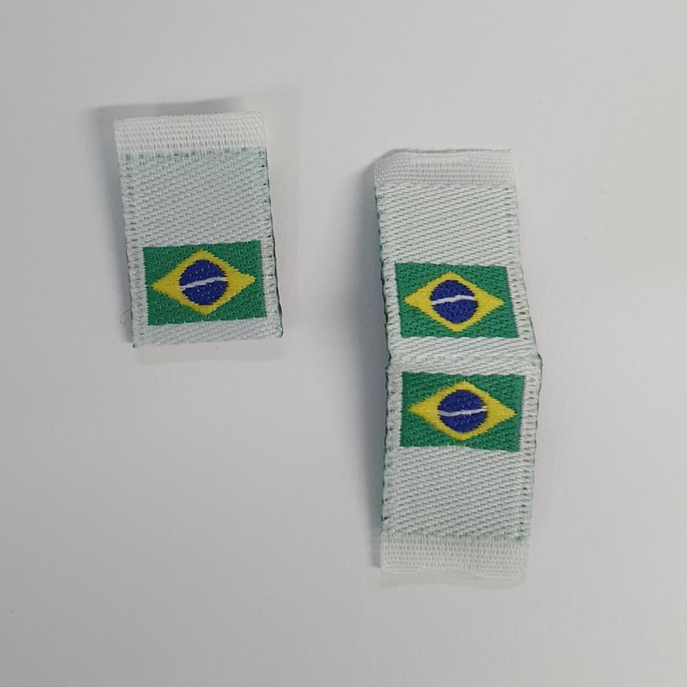 Etiqueta Bordada Bandeira do Brasil - Dobra nas Pontas - Alta Definição -  28 x 40 mm