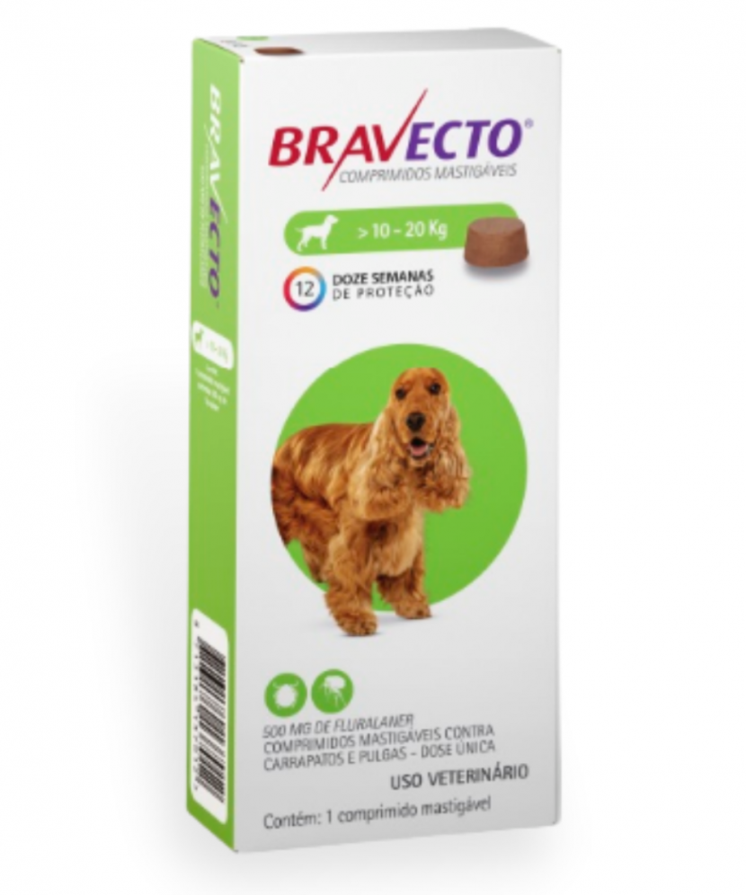 Bravecto Antipulgas E Carrapatos Para C es 10 A 20KG 500mg