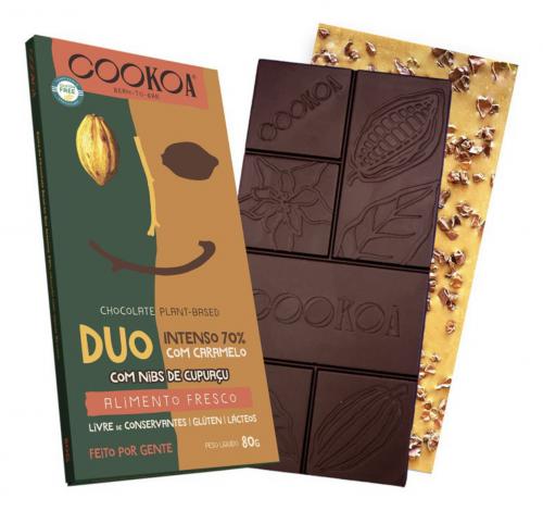 Barra De Chocolate Duo Intenso 70%Cacau E Caramelo Cookoa 80g
