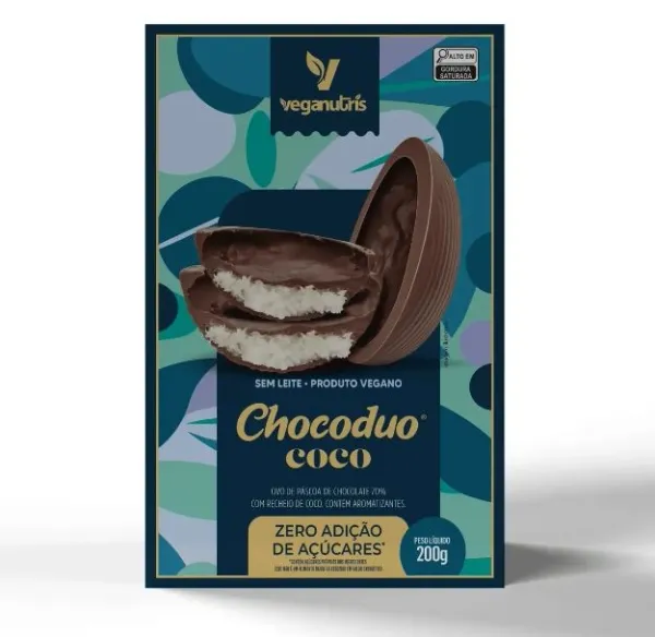 Ovo de Páscoa Vegano Chocoduo Coco Veganutris 200g refrig. : Ovo