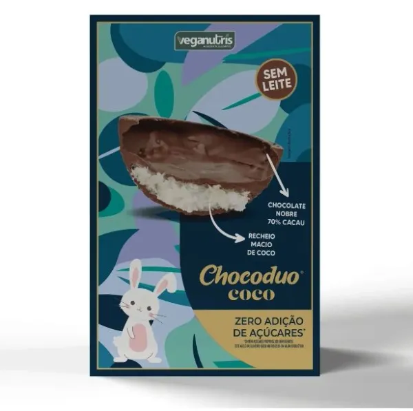 Ovo de Páscoa Vegano Chocoduo Coco Veganutris 200g refrig. : Ovo
