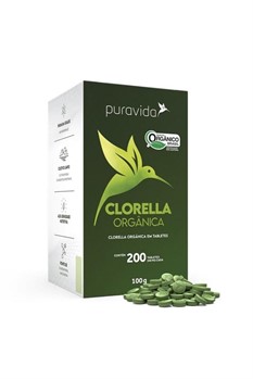 Clorella Orgânica Em Tabletes De 500mg Puravida (Contém 200 Tabletes)