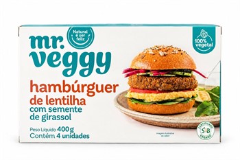 Hambúrguer de Lentilha com Semente de Girassol Mr Veggy 400g refrig.