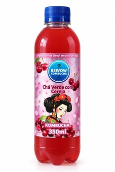 Kombucha Chá Verde com Cereja Bewow 350ml refrig.