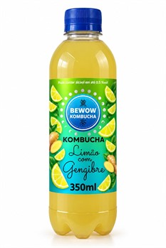 Kombucha Limão com Gengibre Bewow 350ml refrig.
