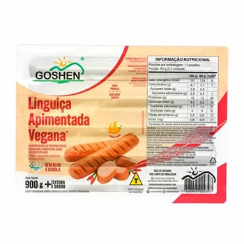 Linguiça Apimentada De Soja Goshen 900g refrig.