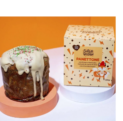 Panetone Vegano com Frutas Cristalizadas e Recheado com Creme Branco de Avela Super Vegan 600g