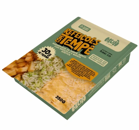 Marmita Vegana Parmegiana de Tempê, Arroz com Brócolis e Batata Rústica Mun Alimentos 350g refrig.
