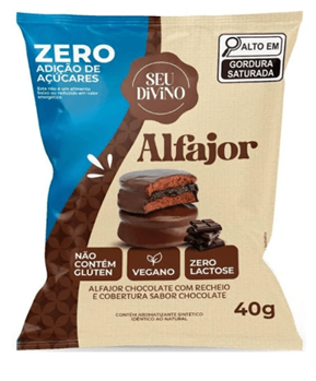 Alfajor Chocolate com Recheio Chocolate Zero Açúcar Sem Glúten Seu Divino 40g